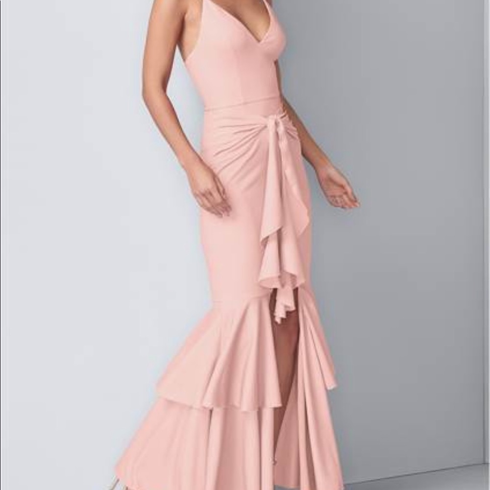 Venus Ruffle Detail Gown Pink